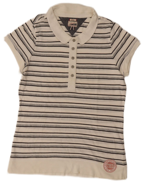 Tommy Hilfiger ženska polo majica kratkih rukava UK 14 Large off white prugasta