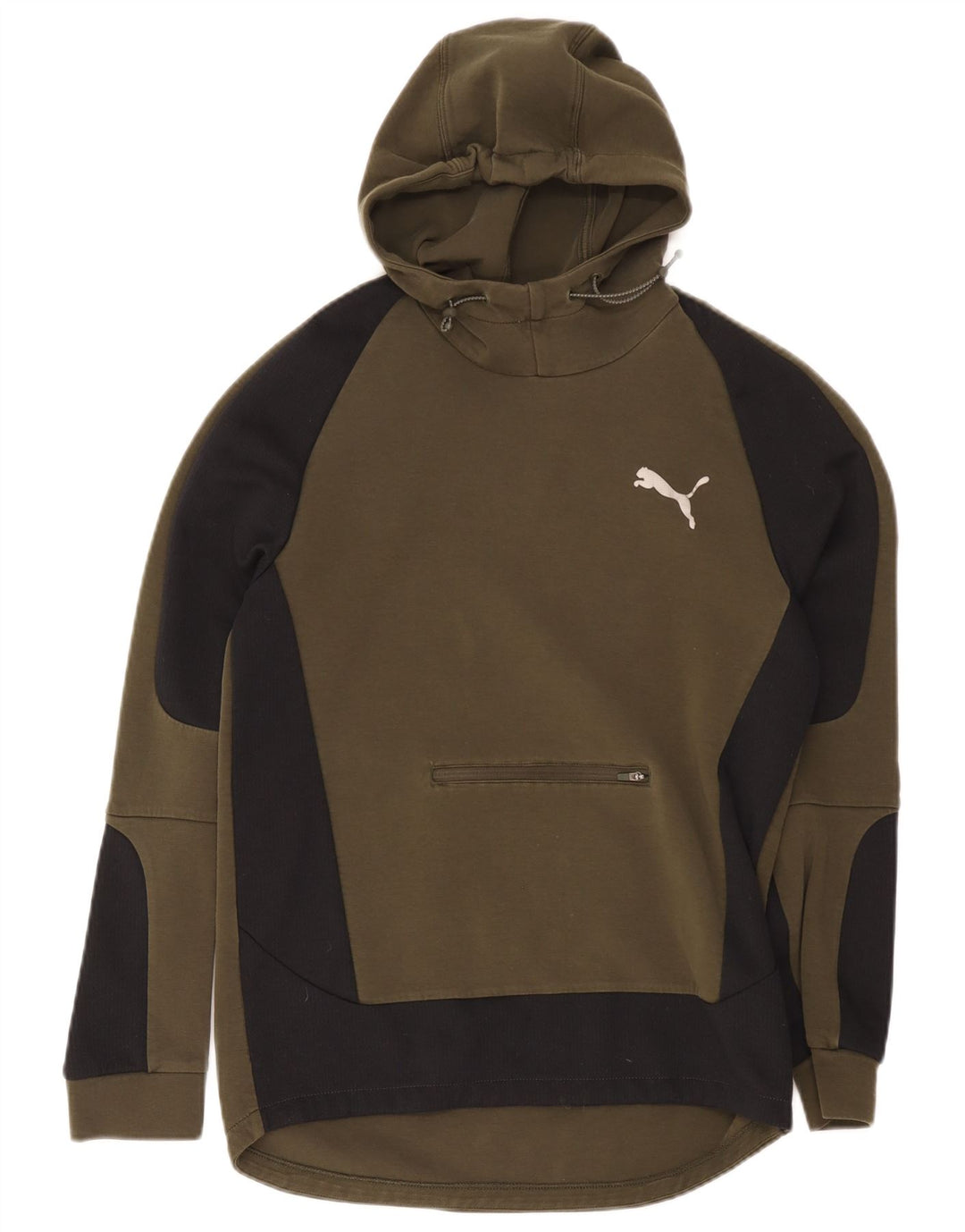 Puma muška majica s kapuljačom srednje zelene boje, pamuk
