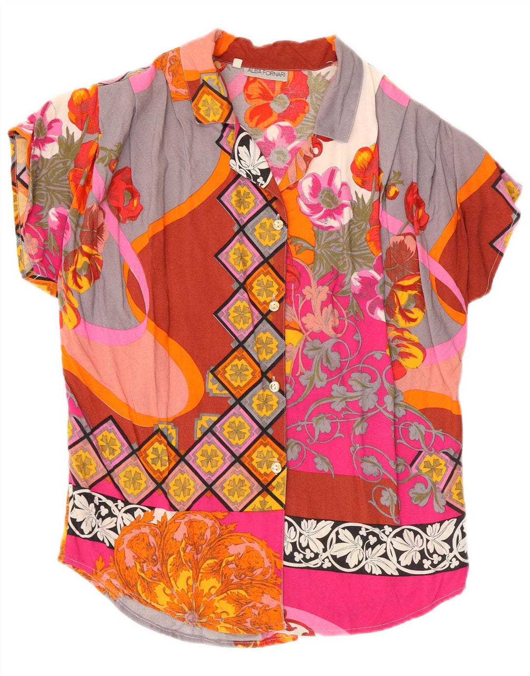 ALBA FORNARI Ženska prevelika košulja UK 10 Small Multicolored Patchwork