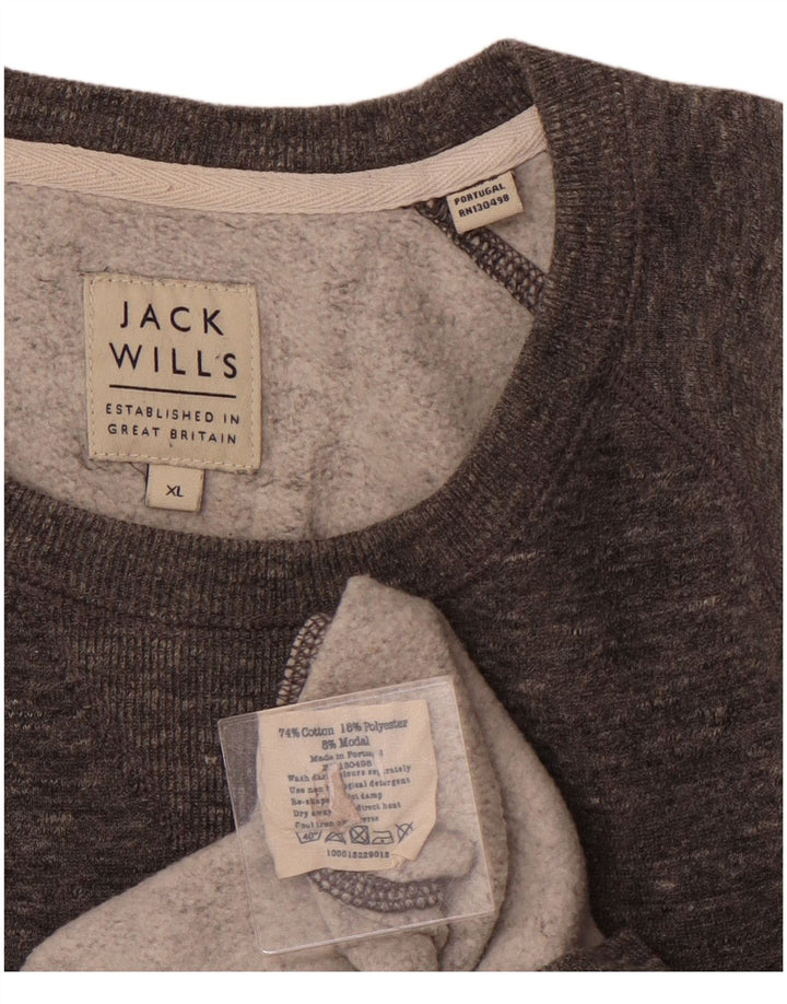 JACK WILLS Muški džemper s okruglim izrezom XL, sivi flekasti pamuk