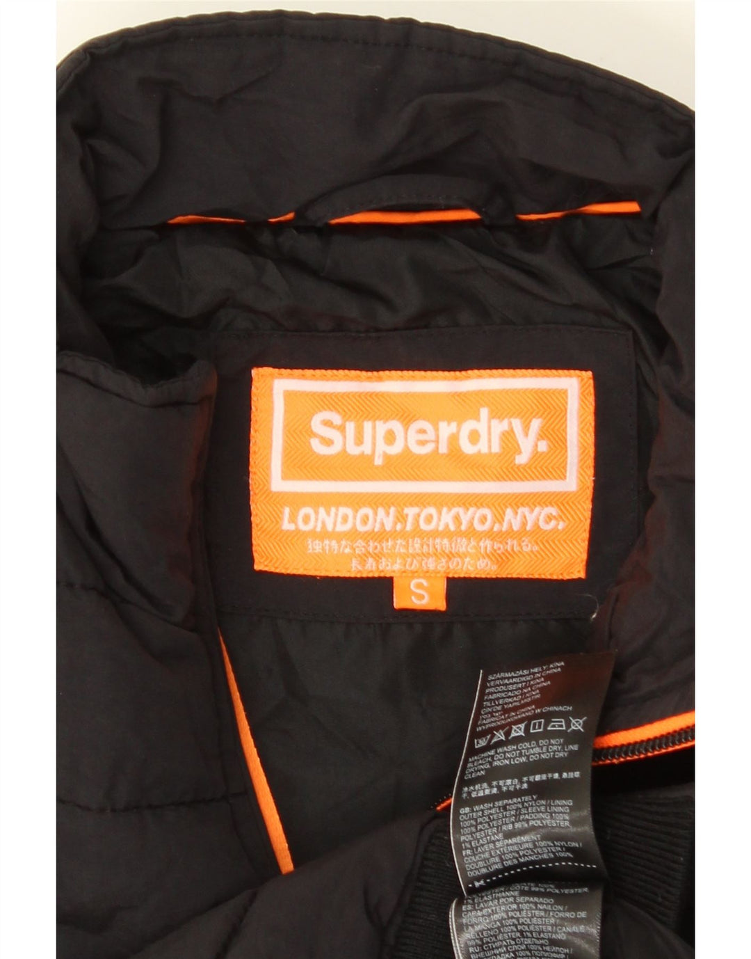 SUPERDRY Muška podstavljena jakna UK 36 Mali crni najlon