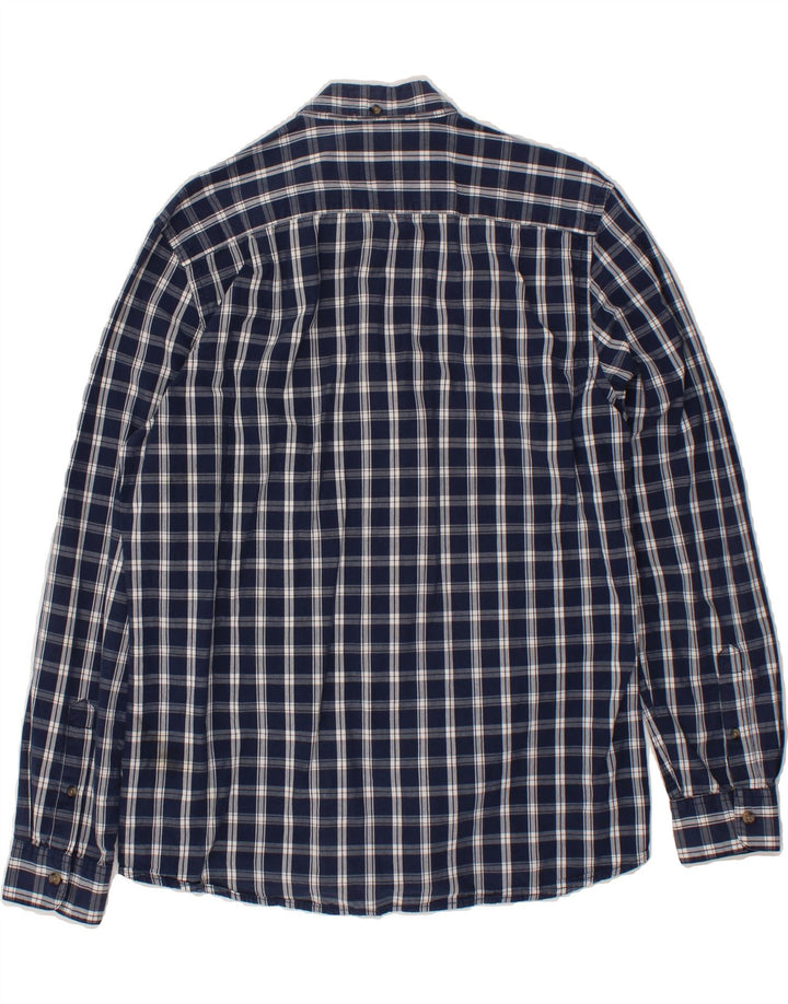 JULES Mens Fitted Shirt XL Navy Blue Check Cotton Vintage Jules and Second-Hand Jules from Messina Hembry 