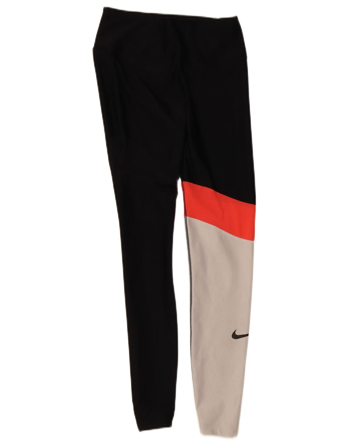 Nike Ženske Dri Fit Leggings UK 10 Male crne Colourblock poliester