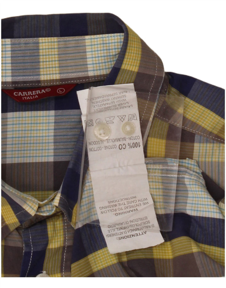 CARRERA Mens Short Sleeve Shirt Large Multicoloured Check Cotton