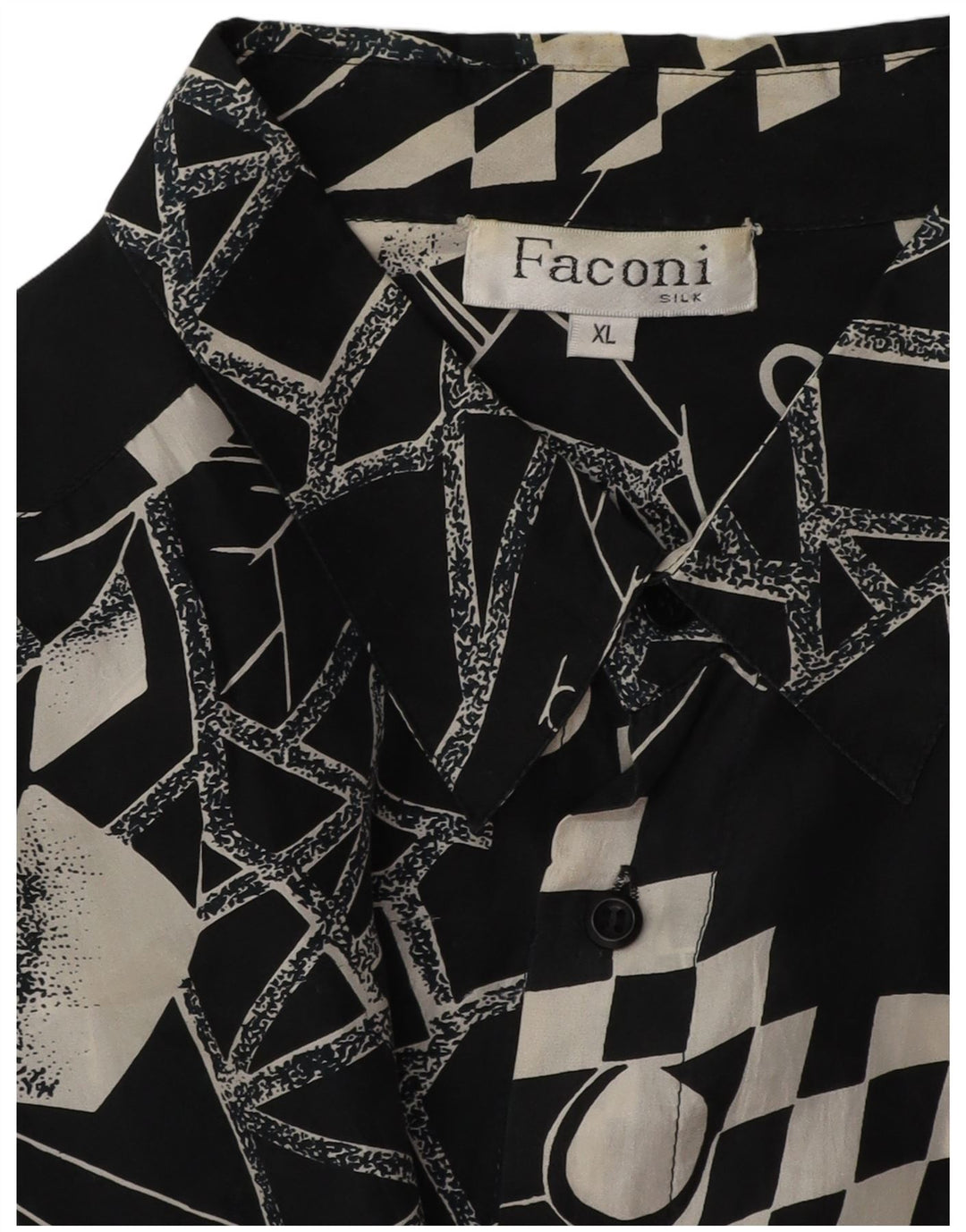 VINTAGE muška košulja XL crna geometrijska svila