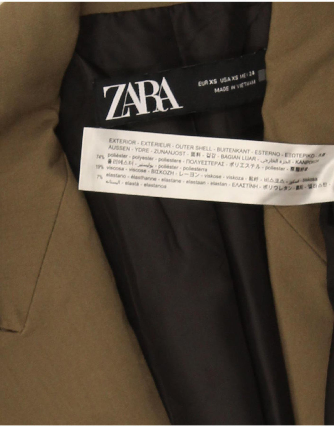 Zara muška jakna s dvostrukim kopčanjem UK 34 XS kaki poliester