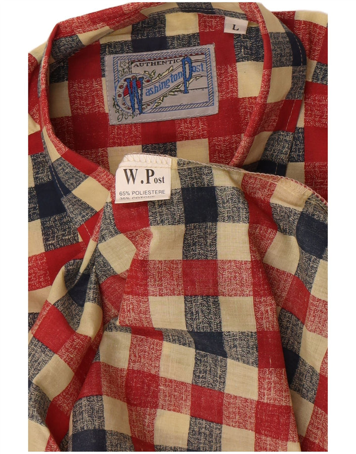 Vintage muška košulja veliki crveni gingham poliester