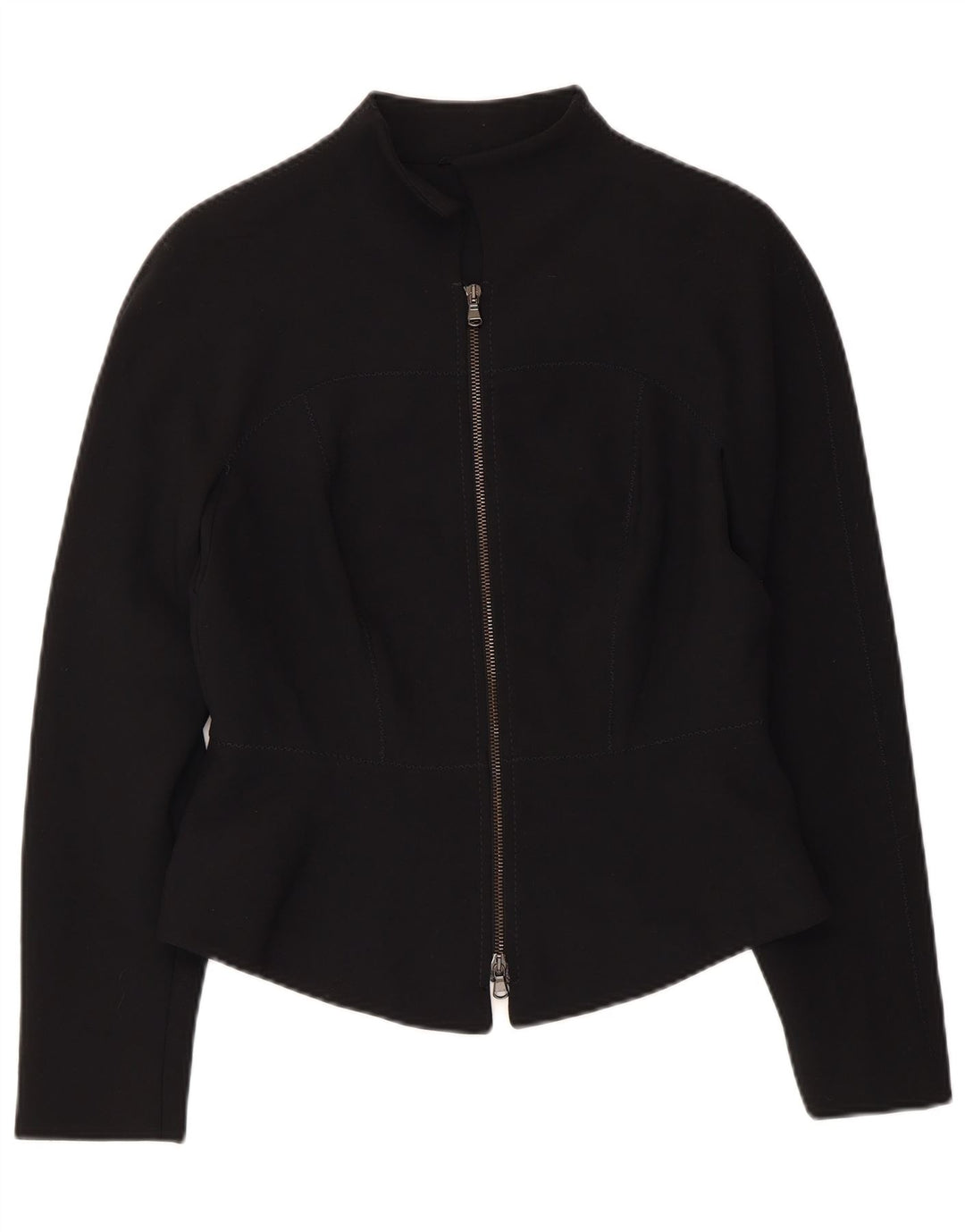 VINTAGE Ženska jakna jakna UK 10 Mali crni poliester