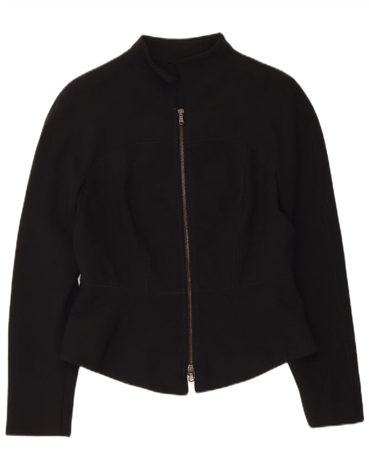 VINTAGE Ženska jakna jakna UK 10 Mali crni poliester