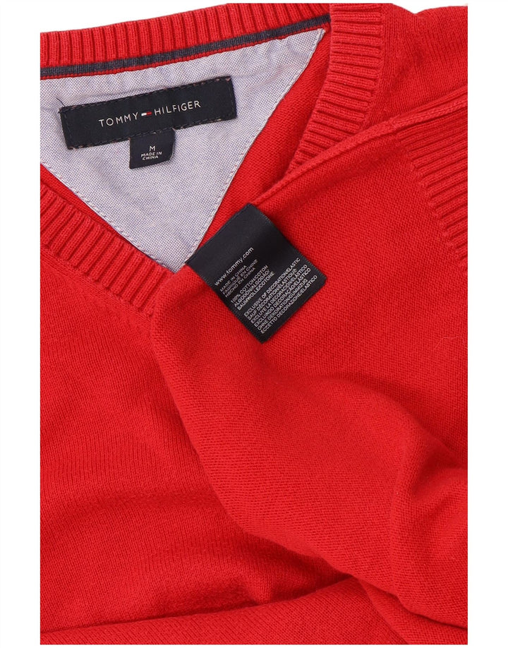 Tommy Hilfiger muški džemper s V-izrezom Srednje crveni pamuk