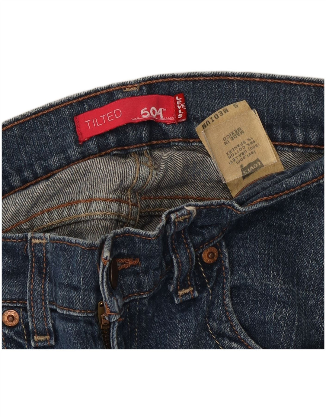 Levi's ženske 504 nagnute uske traperice US 5 srednje W30 L32 plavi pamuk