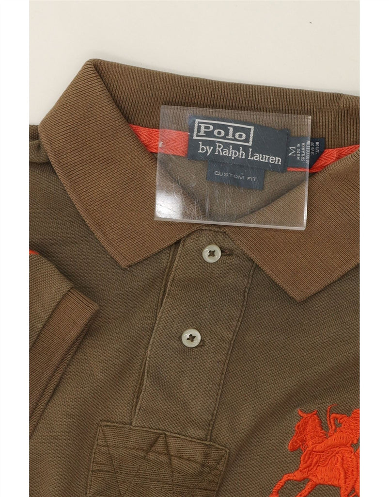 RALPH LAUREN Mens Custom Fit Polo Shirt Medium Brown Cotton Vintage Ralph Lauren and Second-Hand Ralph Lauren from Messina Hembry 