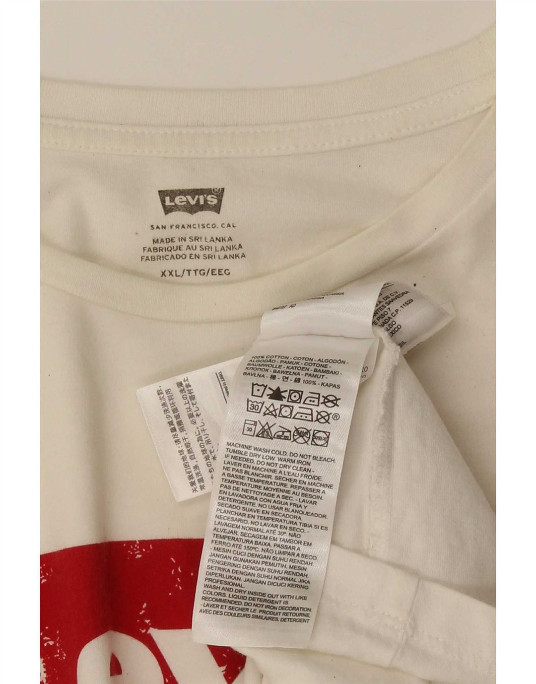 Levi's gornji dio majice s grafičkim motivima 2XL bijeli pamuk