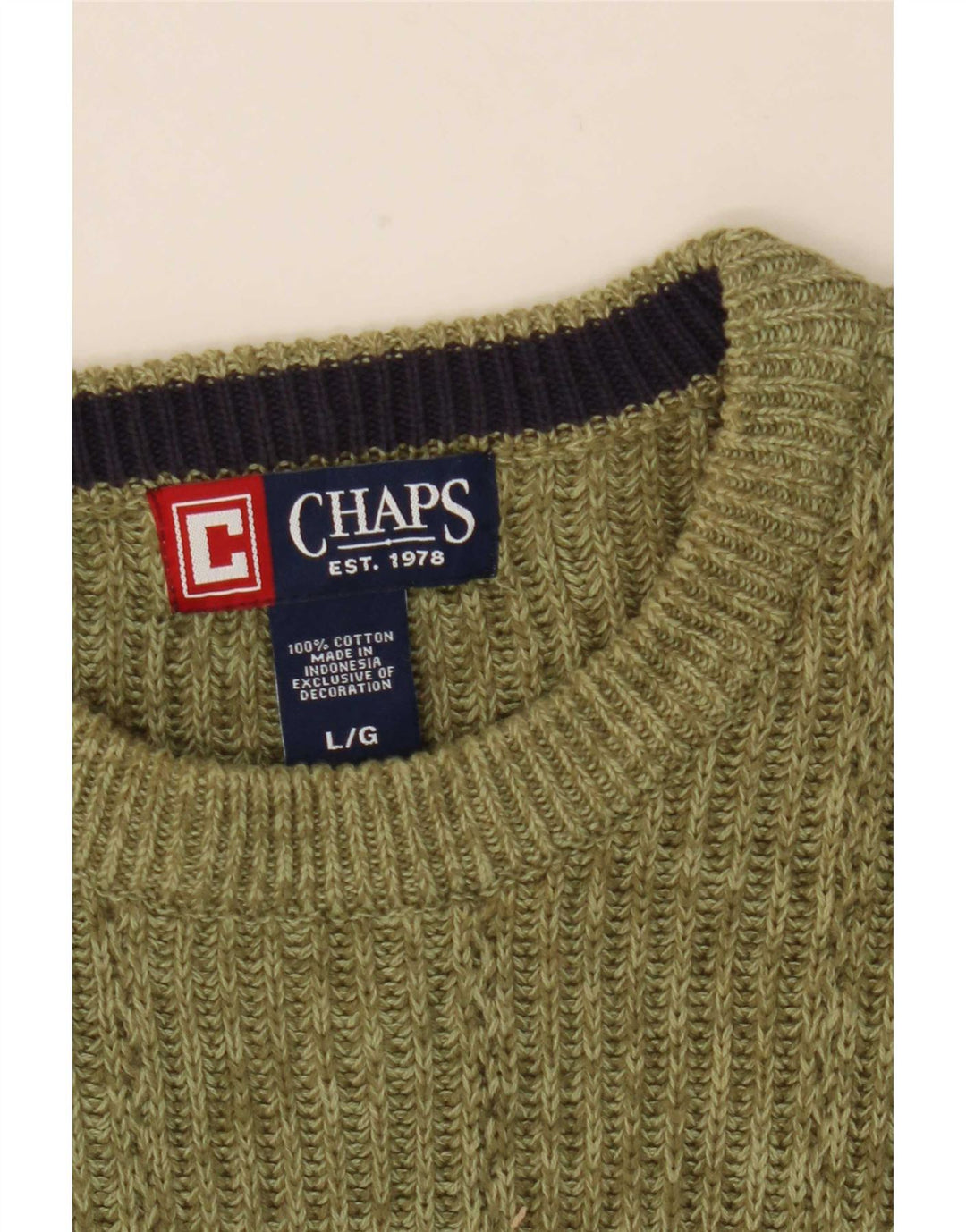 Chaps, muški pulover s okruglim izrezom, veliki zeleni flekasti pamuk
