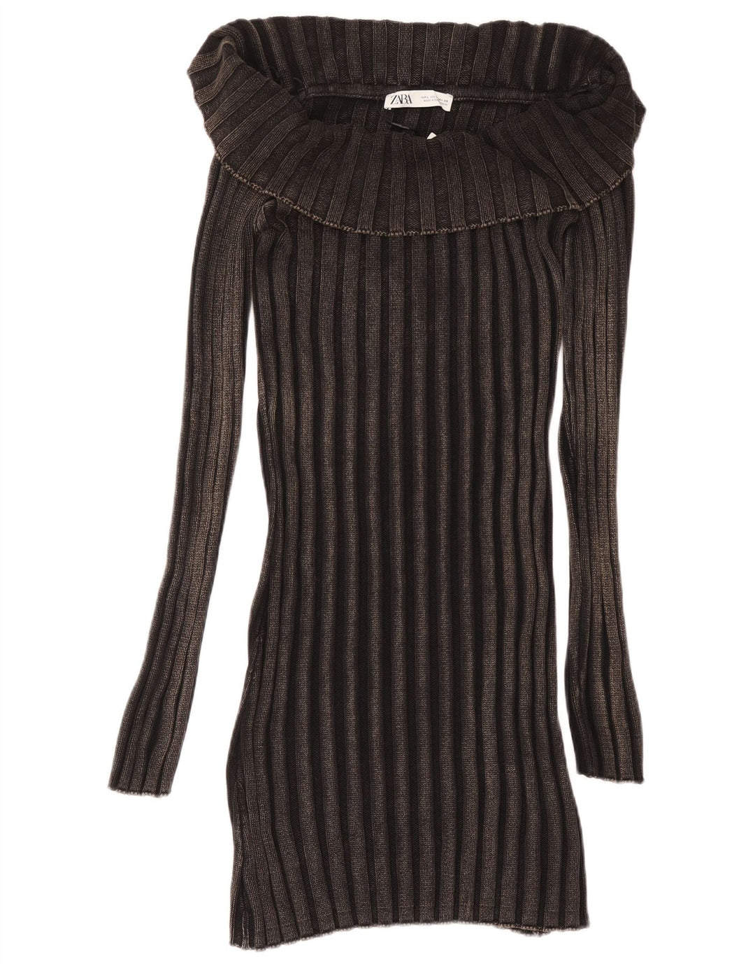 ZARA Ženska džemper haljina dugih rukava UK 14 Veliki crni pamuk