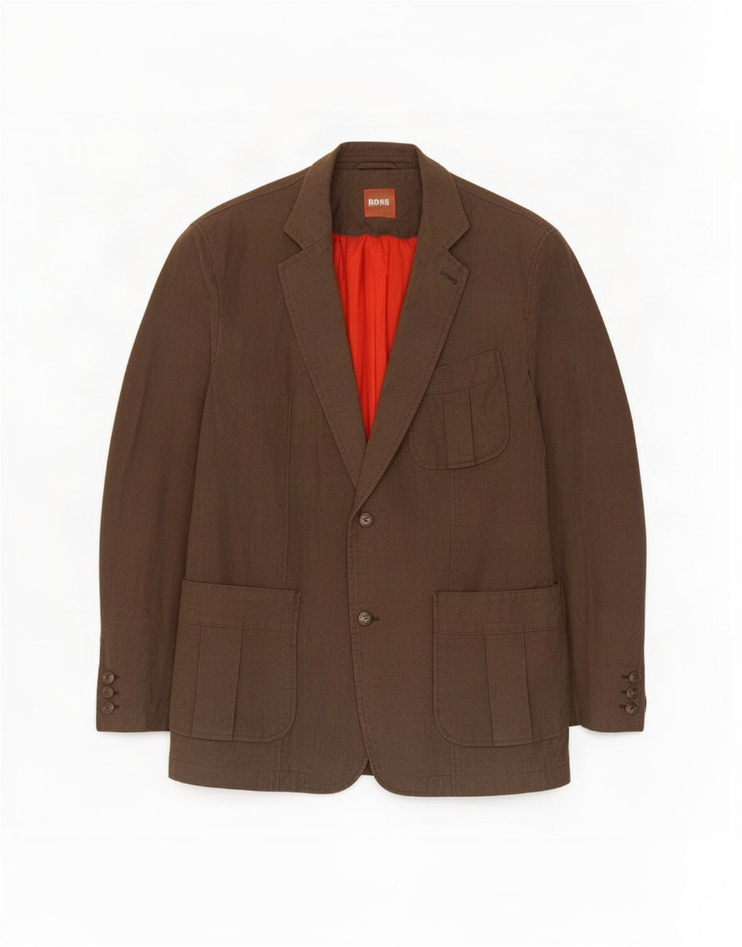 Hugo Boss muška jakna s 2 gumba EU 54 2XL smeđi pamuk