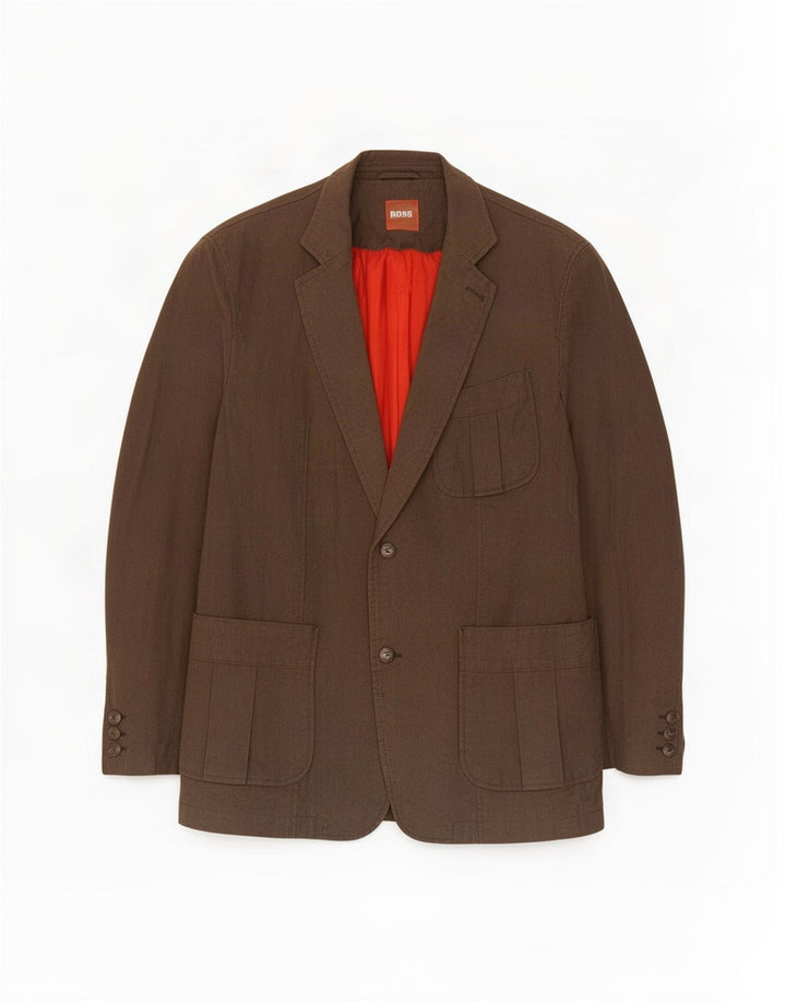 Hugo Boss muška jakna s 2 gumba EU 54 2XL smeđi pamuk