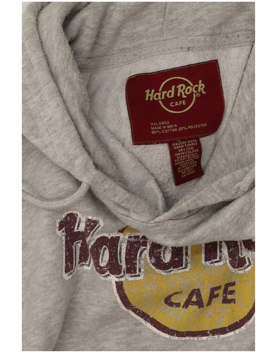 Hard Rock Cafe muška majica s kapuljačom s kapuljačom s grafičkim motivima 2XL, sivi flekasti pamuk