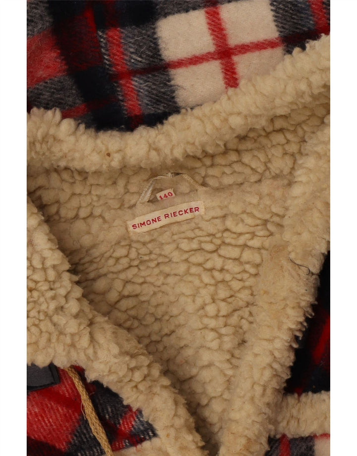 SIMONE Sherpa duffle jakna s kapuljačom za djevojčice 9-10 godina, crvena karirana