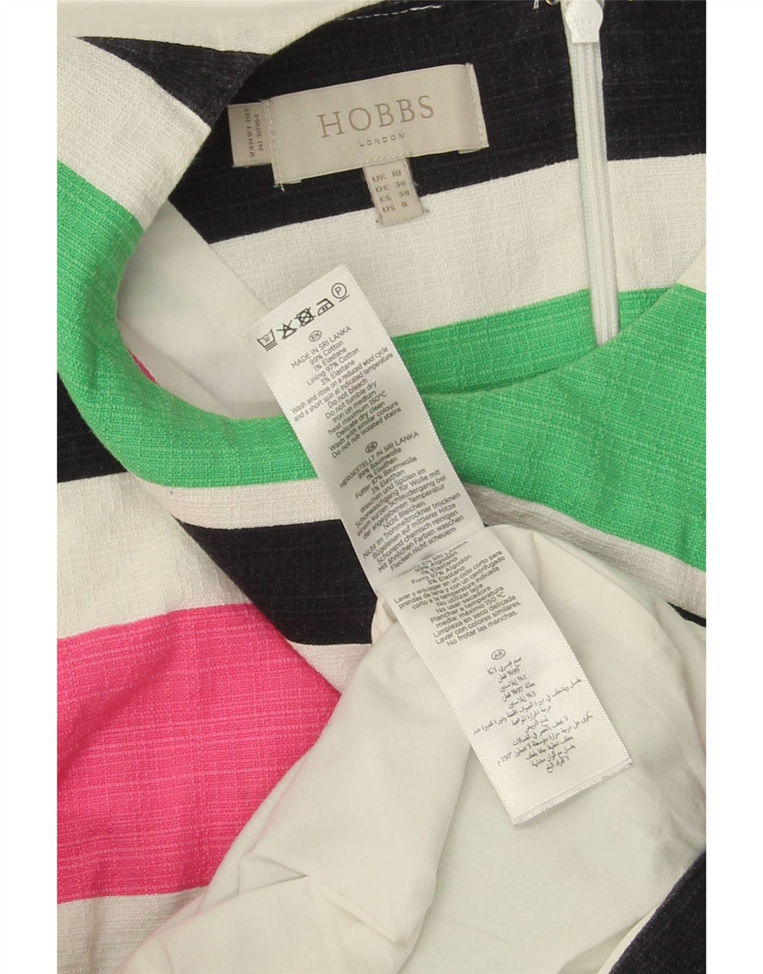 HOBBS ženska plašt haljina bez rukava UK 10 malih raznobojnih pruga