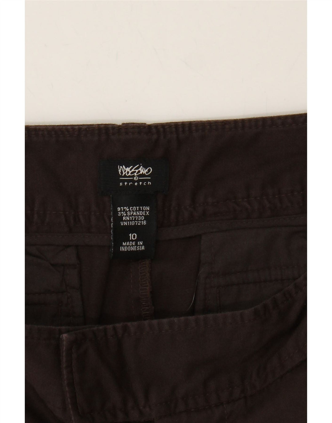 MOSSIMO Womens Stretch Straight Capri Trousers US 10 Large W34 L21 Brown Vintage Mossimo and Second-Hand Mossimo from Messina Hembry 