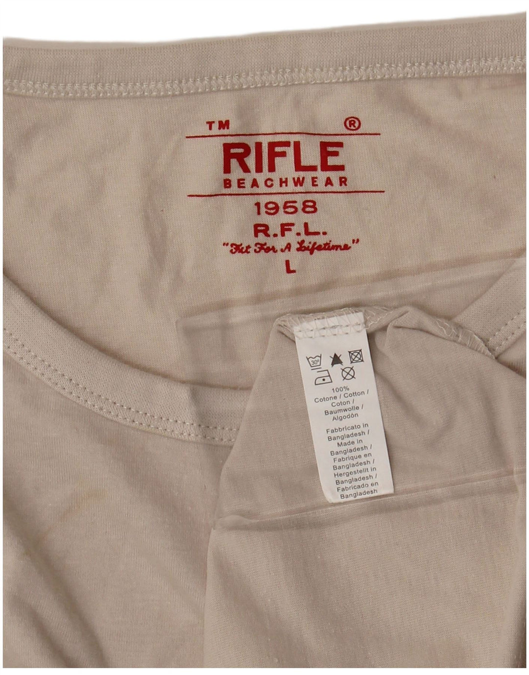 RIFLE Ženska majica kratkih rukava UK 14 Large Off White Pamuk