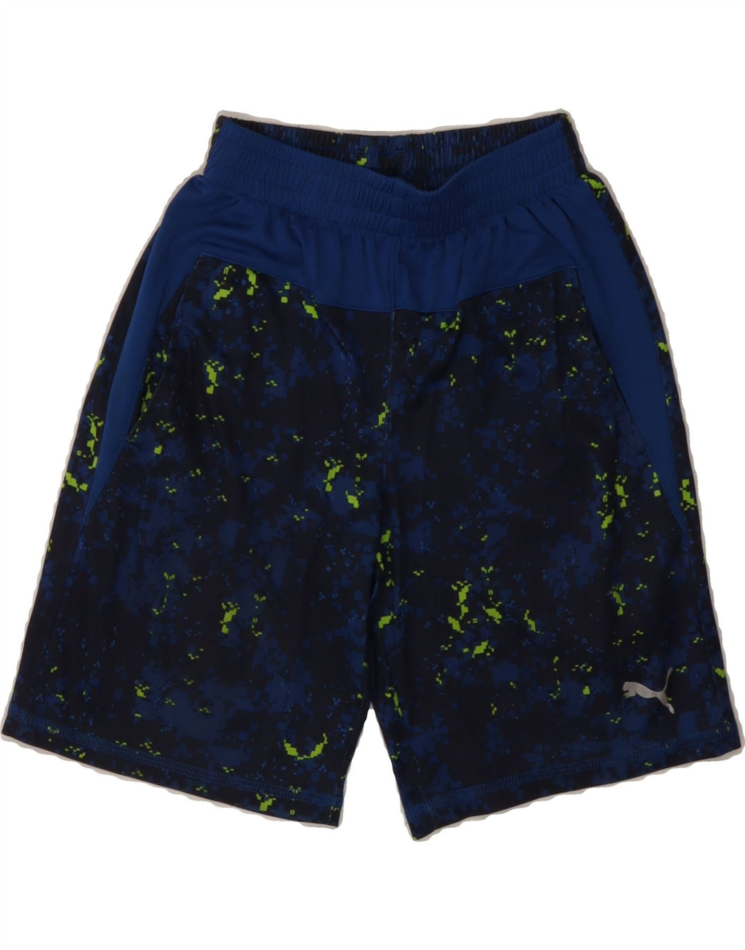 PUMA Boys Sport Shorts 7-8 Years Small Navy Blue Camouflage Polyester Vintage Puma and Second-Hand Puma from Messina Hembry 