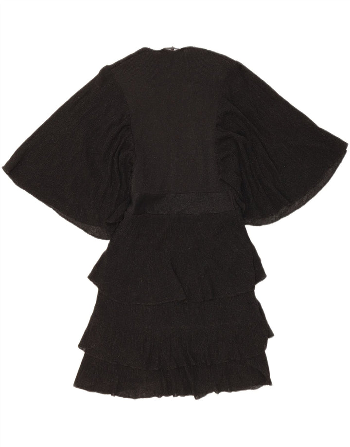 ZARA Womens Batwing Tiered Dress UK 10 Small Black Flecked Polyester Vintage Zara and Second-Hand Zara from Messina Hembry 
