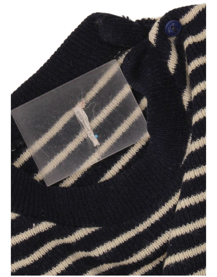 Vintage ženski džemper s dugmadima i ovratnikom UK 14 Srednje tamnoplavi nautički