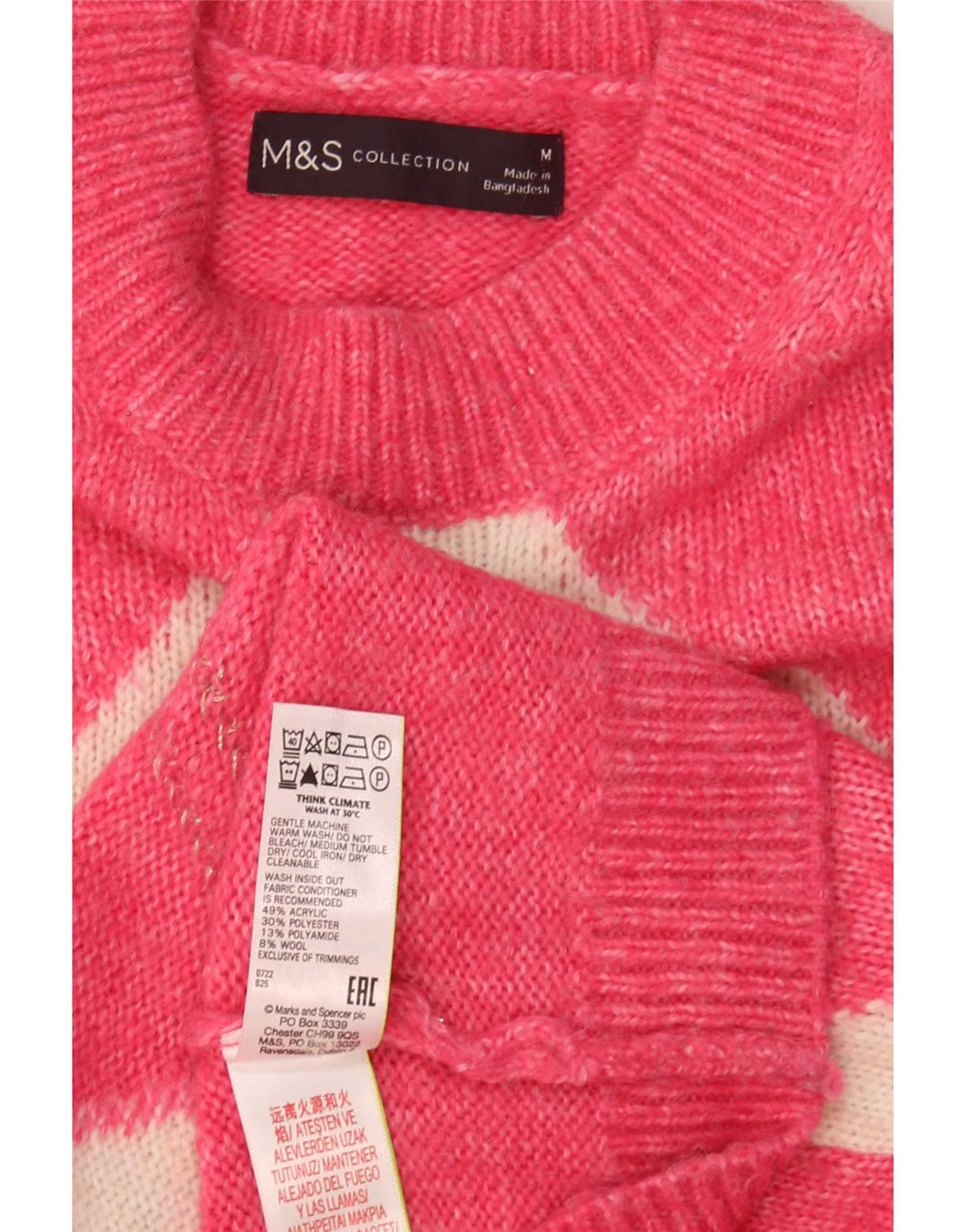 Marks & Spencer ženski džemper s okruglim izrezom UK 14 srednje ružičasta