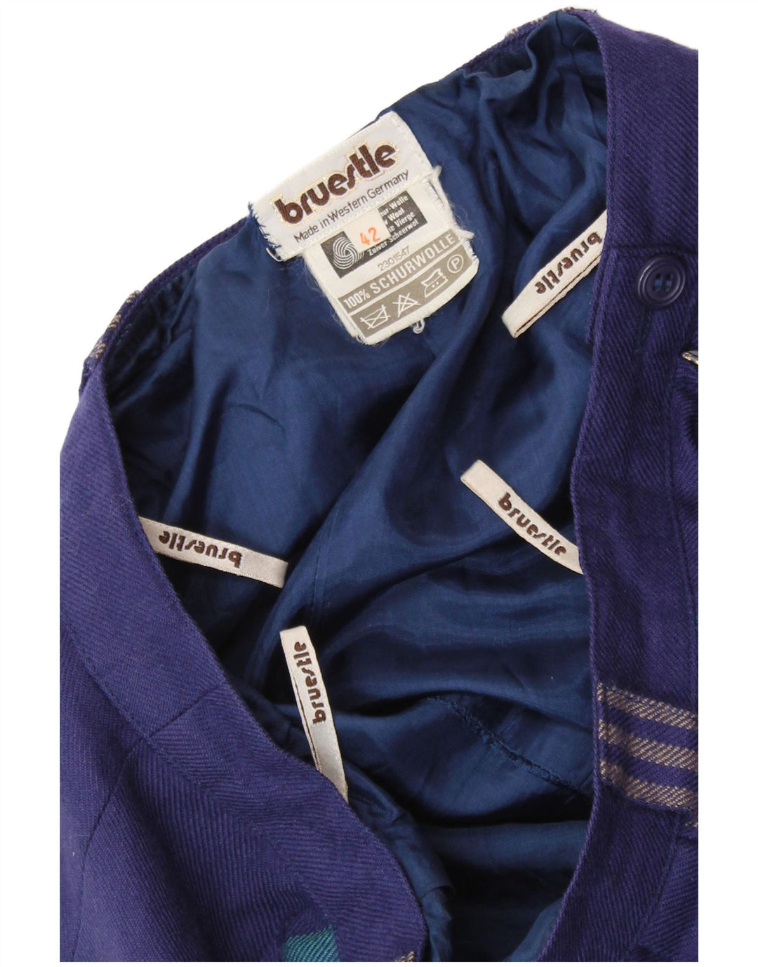 BRUESTLE Ženska plisirana suknja EU 42 Large W30 L28 Mornarsko plava prugasta vuna