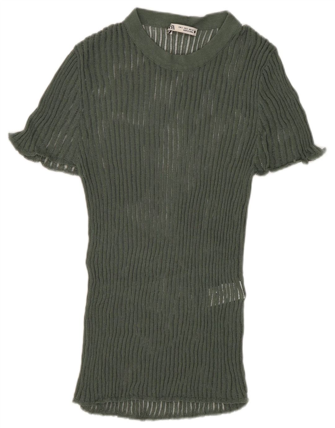 Zara ženski top od pletene bluze UK 8 Mala zelena viskoza