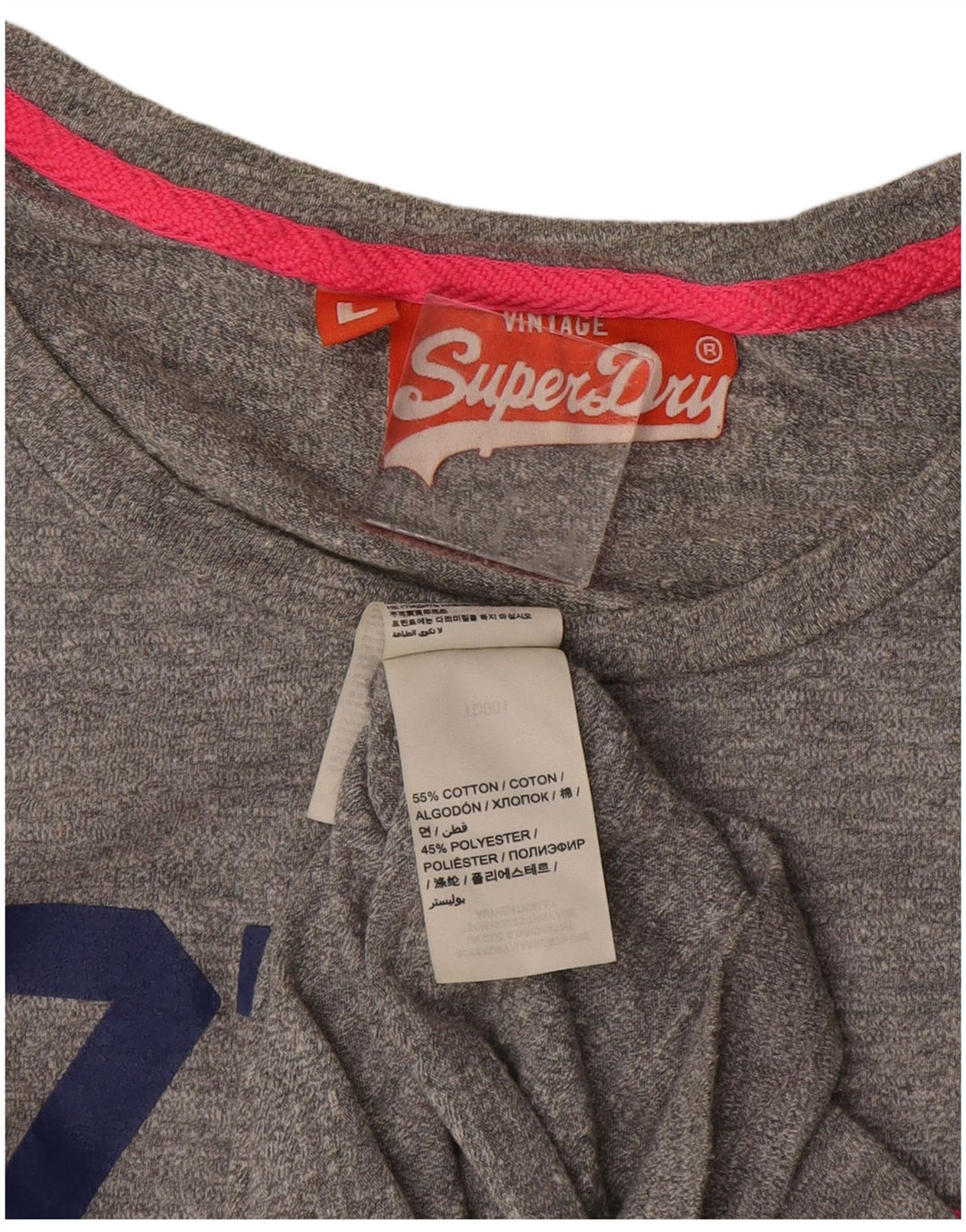 Superdry ženska majica kratkih rukava s grafičkim motivima, UK 14, veliki sivi pamuk