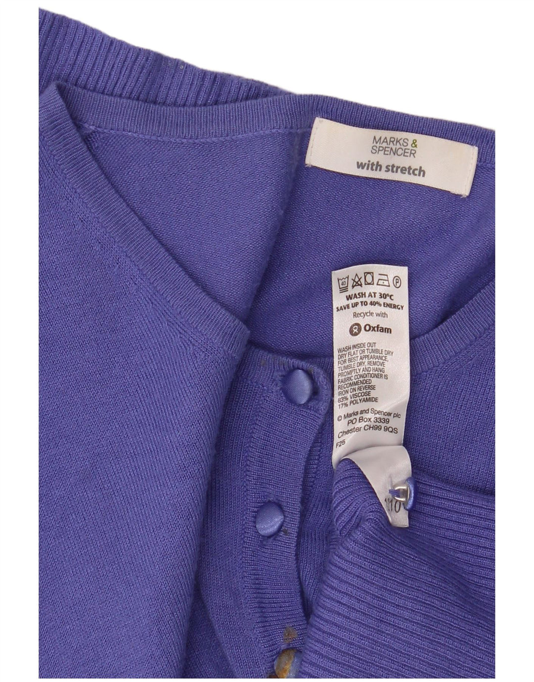 Marks & Spencer ženski kratki kardigan pulover UK 14 srednje ljubičasta viskoza