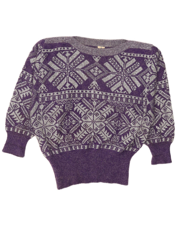 Oui ženski pulover s velikim veznim izrezom UK 14 Srednje ljubičasta Fair Isle