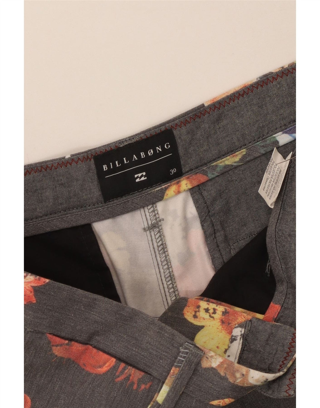 Billabong muške chino kratke hlače W30 Srednje sivi cvjetni poliester