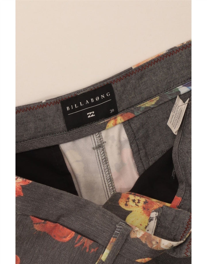 Billabong muške chino kratke hlače W30 Srednje sivi cvjetni poliester