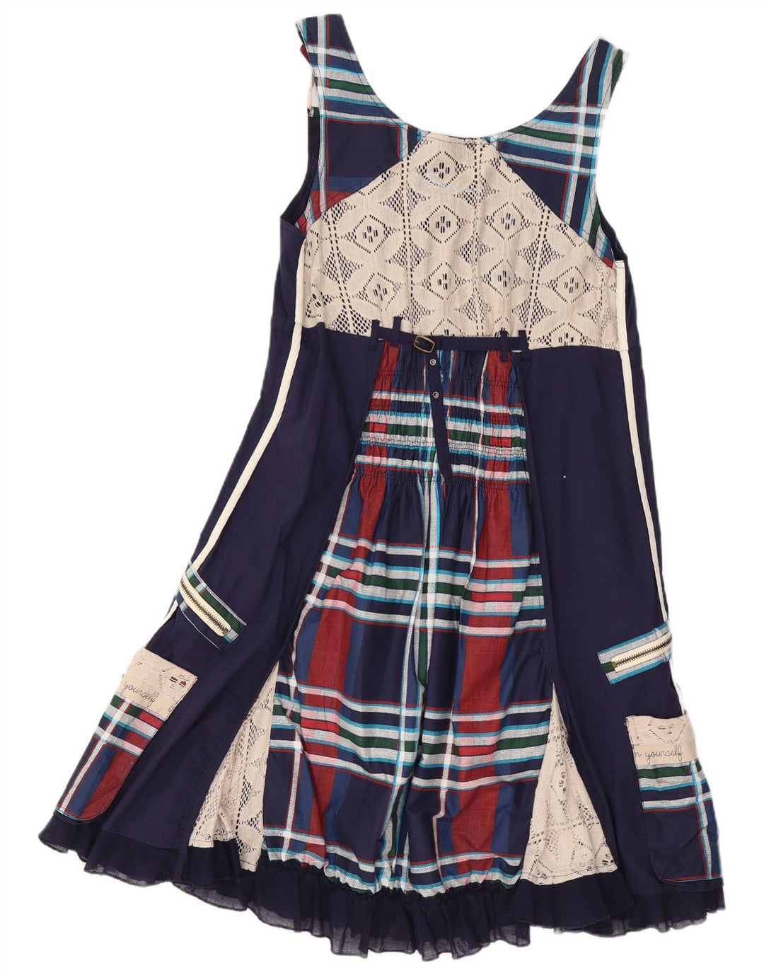 DESIGUAL Ženska grafička haljina A-kroja EU 40 srednje tamnoplava patchwork