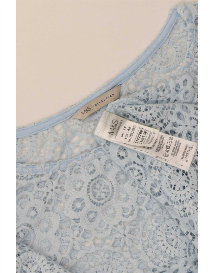 Marks & Spencer gornji dio ženske bluze UK 14 veliki plavi cvjetni poliamid