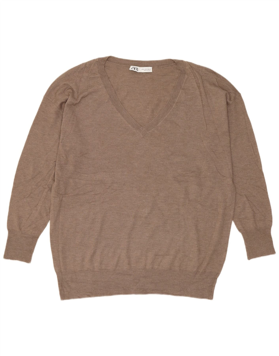 Zara ženski veliki džemper s V-izrezom UK 10 Small Beige