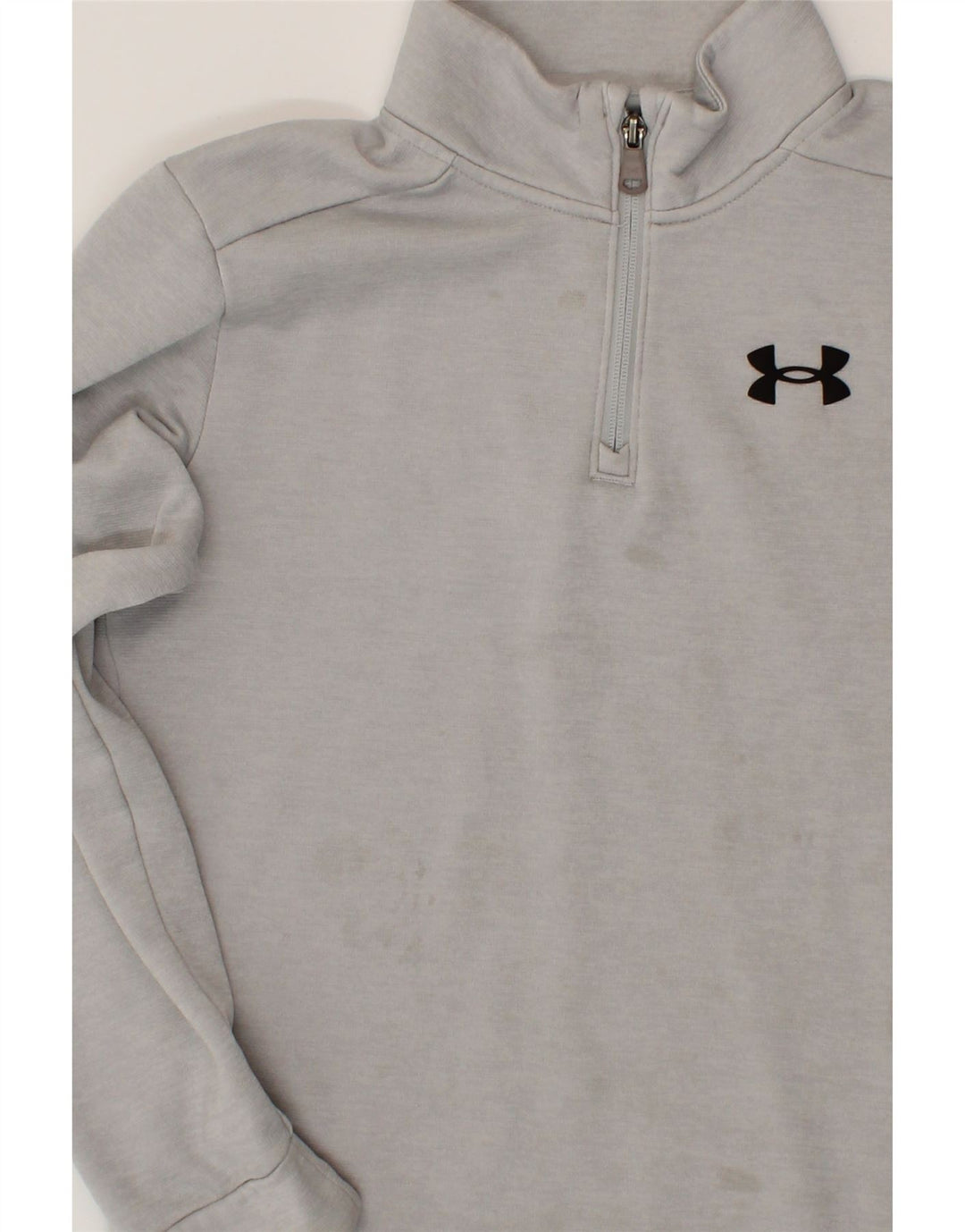 UNDER ARMOUR Boys Zip Neck Sweatshirt Jumper 11-12 Years Large Grey Vintage Under Armour and Second-Hand Under Armour from Messina Hembry 