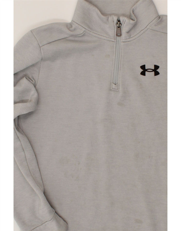 UNDER ARMOUR Boys Zip Neck Sweatshirt Jumper 11-12 Years Large Grey Vintage Under Armour and Second-Hand Under Armour from Messina Hembry 