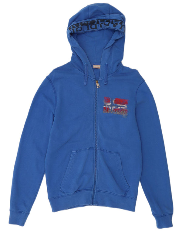 Napapijri Mens Graphic Zip Hoodie Sweater Medium Blue Cotton