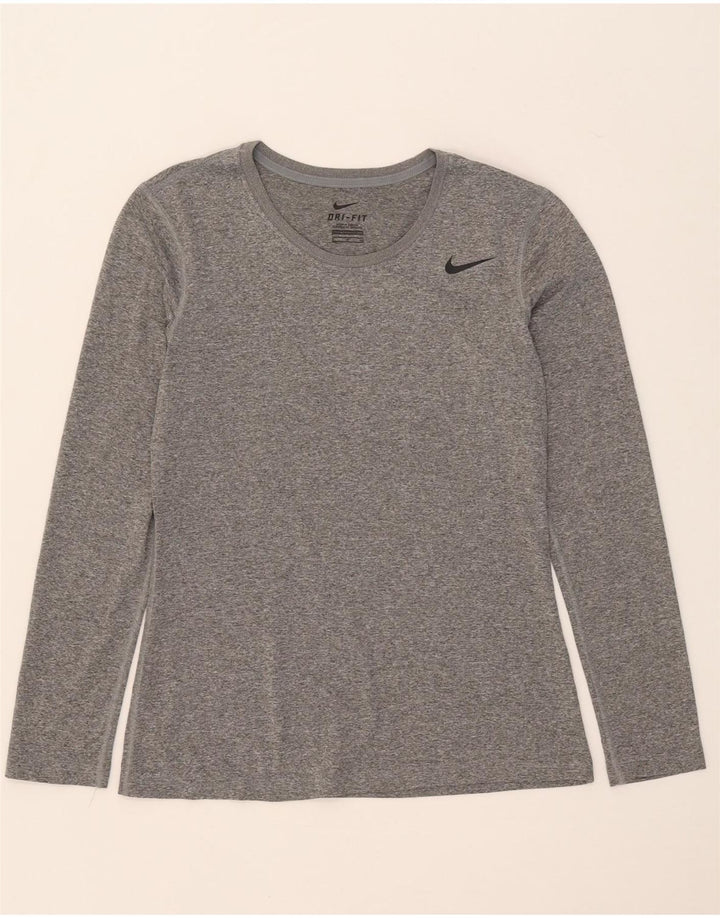 NIKE Ženska Dri Fit majica dugih rukava UK 10 mali sivi flekasti poliester