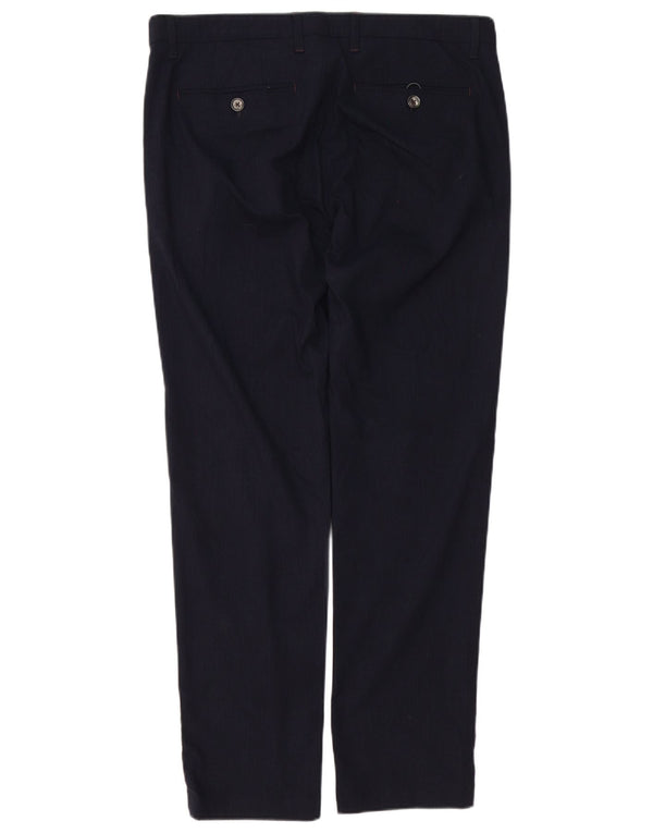 Ted Baker Mens Slim Chino Trousers W34 L32 Navy Blue Pinstripe Polyester