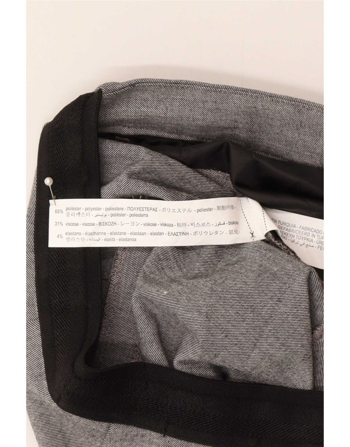 Zara ženske sužene chino hlače srednje veličine W30 L28 sivi karirani poliester