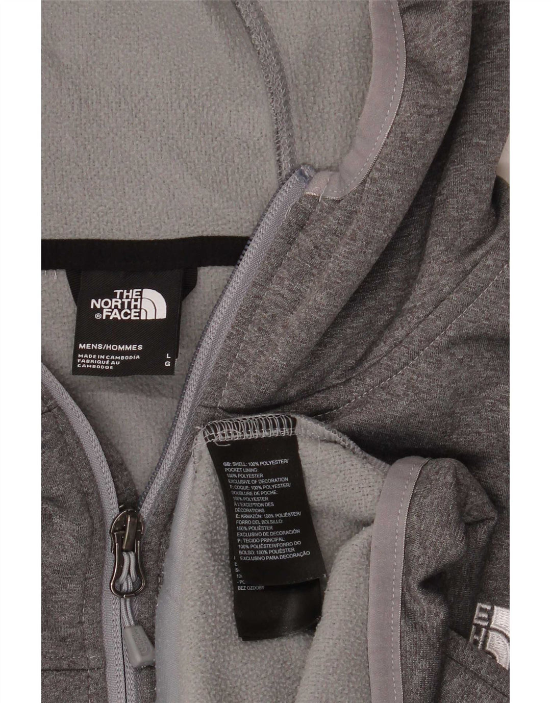 The North Face muški pulover s kapuljačom na patentni zatvarač veliki sivi poliester