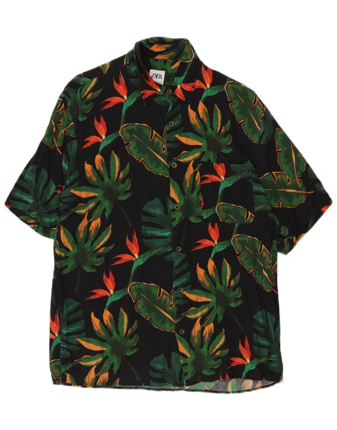 Zara muška košulja kratkih rukava srednje crna cvjetna viskoza