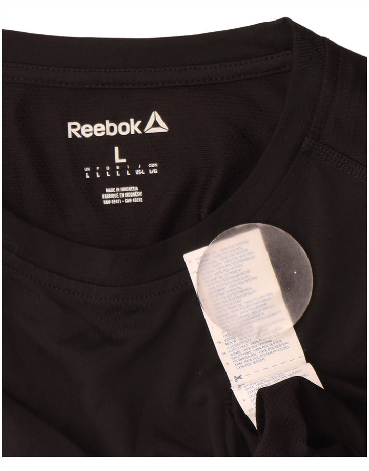 Reebok muška majica dugih rukava s grafikom, veliki crni poliester