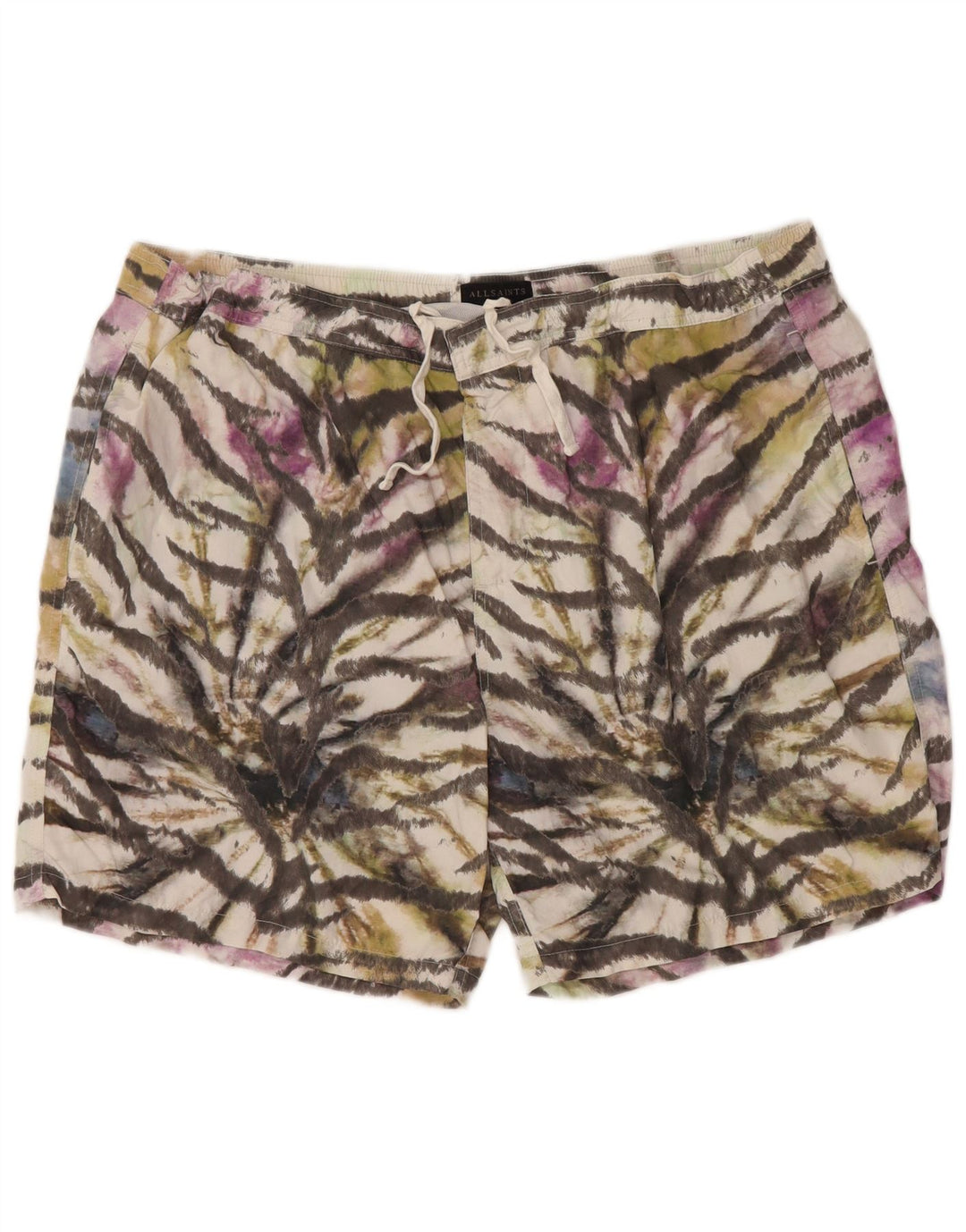 ALL SAINTS Mens Swimming Shorts 2XL Multicoloured Tie Dye Polyamide
